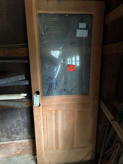 New Wooden exterior door with glass window image