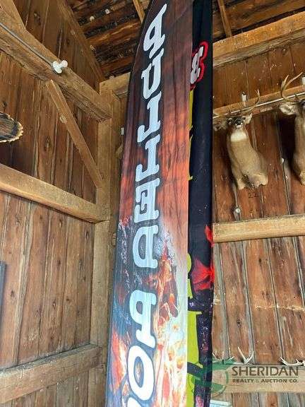 BBQ flag signs on stands image