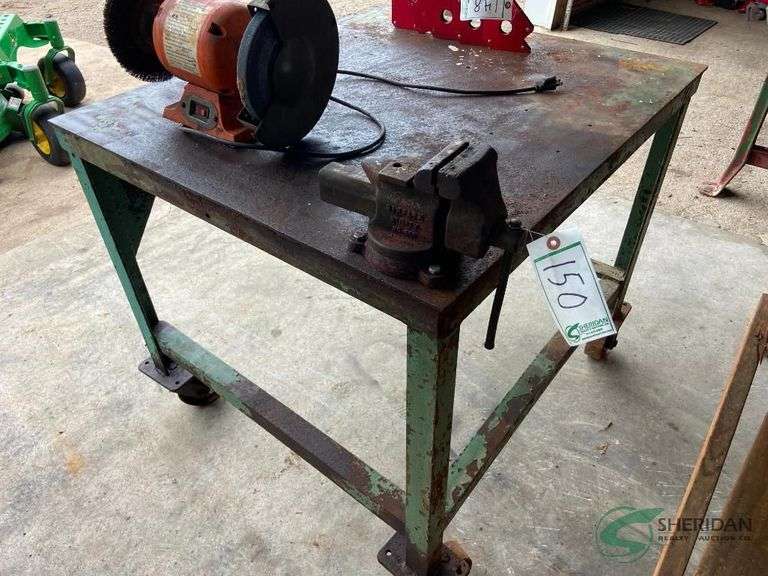 Steel bench with vise image