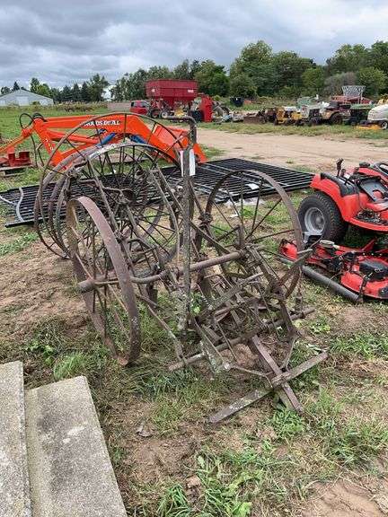 Vintage cultivator & (4) Vintage Iron wheels, row:9 image