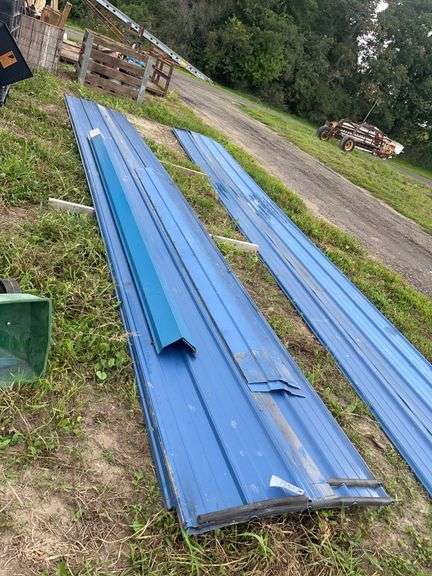 (16) pieces of metal pole barn steel 23'3" L with ridge cap & corner trim, row:4 image
