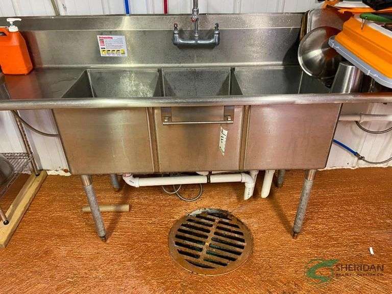 3 Basin Stainless Sink -buyer must remove image