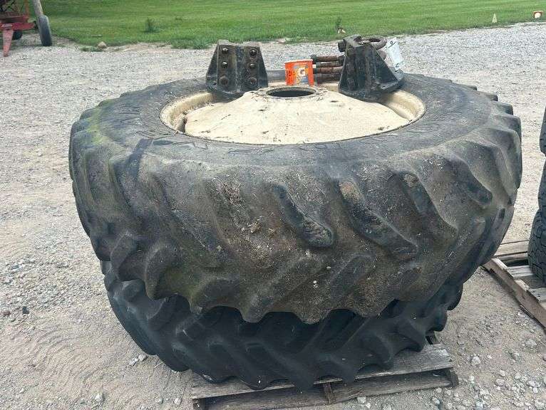 (2) 18.4 X 38 Goodyear Duals w/ Hubs