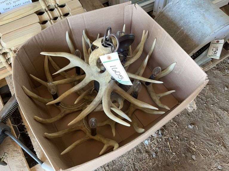 Deer antler chandelier, bldg:locked image