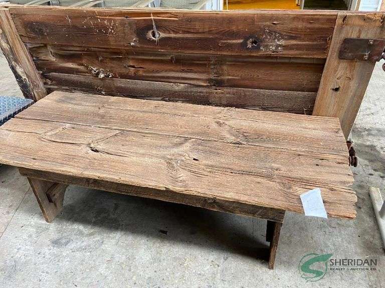 Barn wood bench and door image