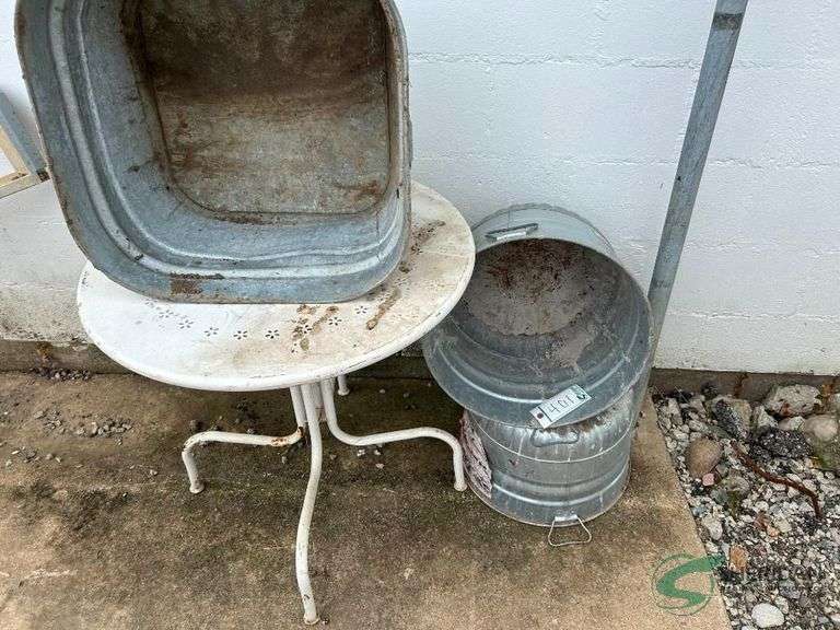 (3) wash tubs and table image