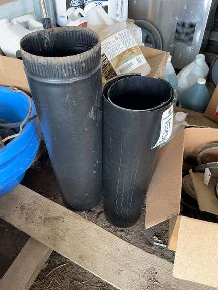 (3) 2' pieces of 6" stove pipe, owner states unused, bldg:Green image