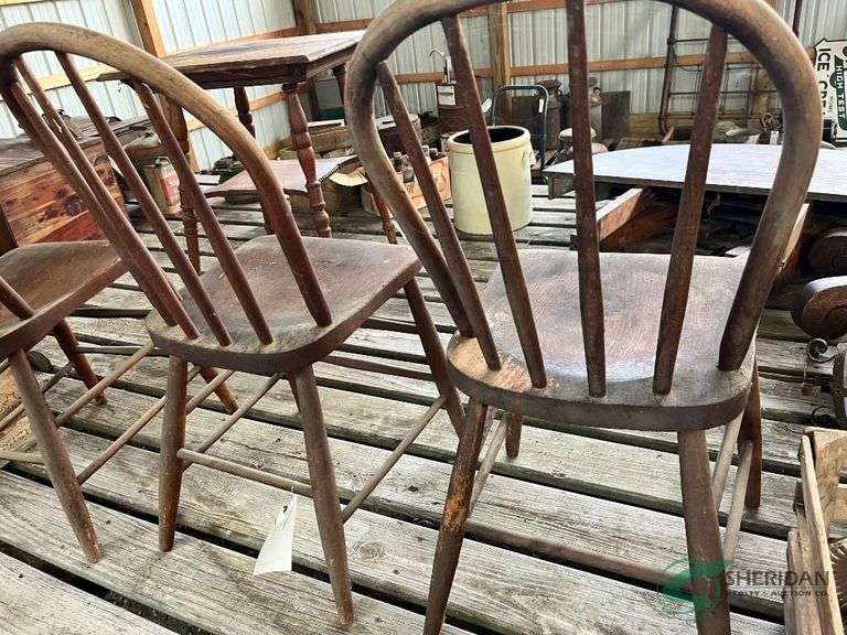 (3) Vintage wooden kitchen chairs image