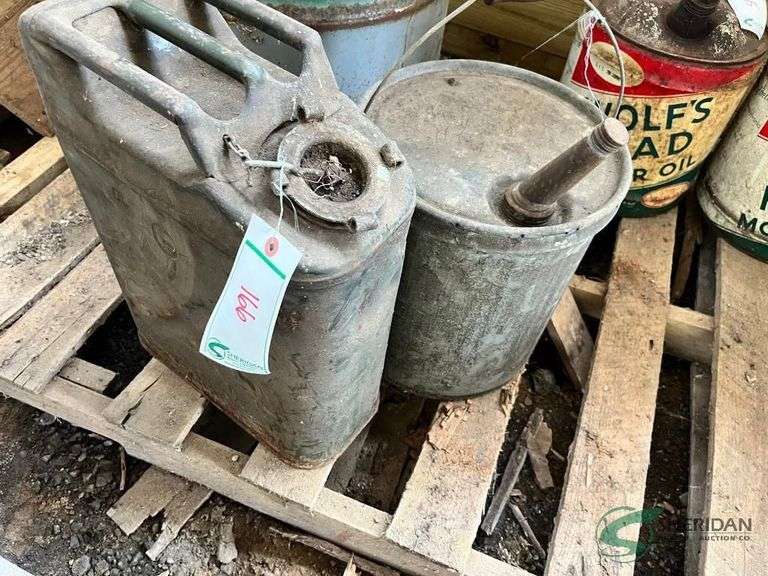 Pair of Fuel cans, 1 military can image