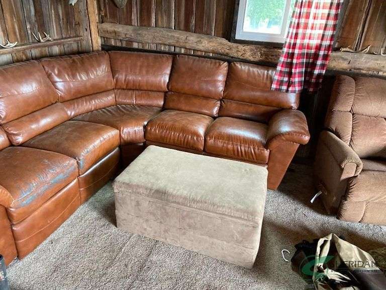Sectional couch, recliner chair, and foot rest image