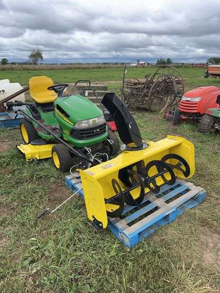 John Deere lawn tractor 54" deck with snow blower attachment, K, row:9 image