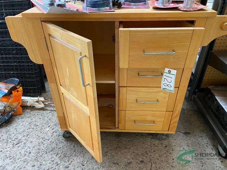 Wood cabinet on casters image