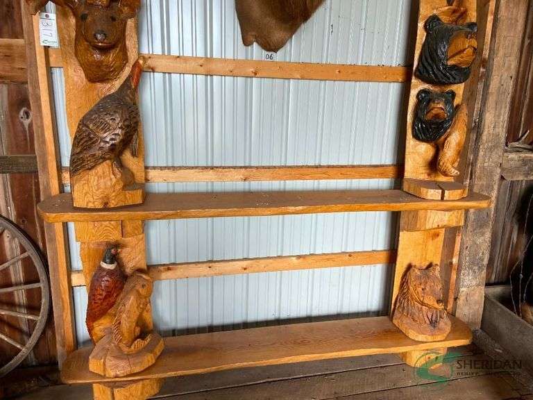 Large solid wood entertainment shelf image