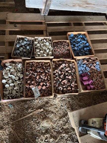 (8) boxes of various grinding stones, New old stock, Michigan made, bldg:locked image