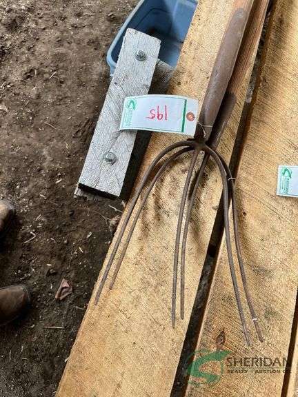 Pair of 3 tine pitch forks image