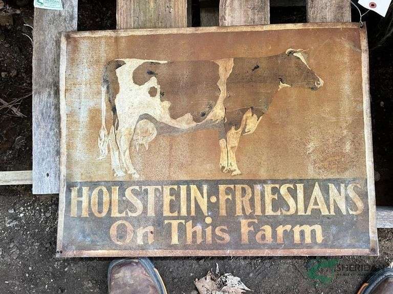 Vintage Holstein-Fresian Cow sign - metal image