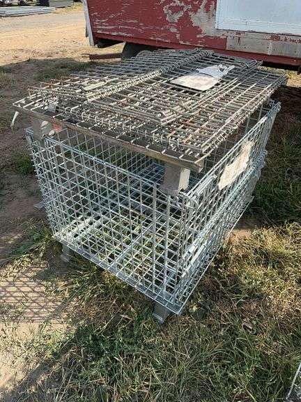 (2) steel fold down crates, row: 6 image