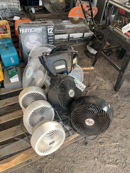 (3) Vornado 533DC fans, (2) Vornado 600 fans, (1) Tornado 630 fan, & (4) wall fans, bldg:Green image