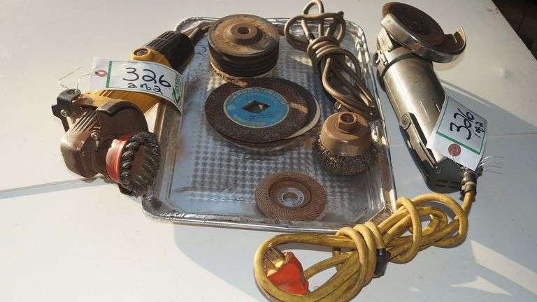 (2) Electric Disk Grinders with Abrasive Disks & Wire Wheels image