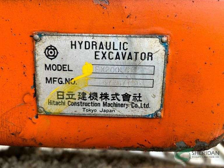 Hitachi EX200Lc Excavator showing 7,975 hours - Sheridan Realty