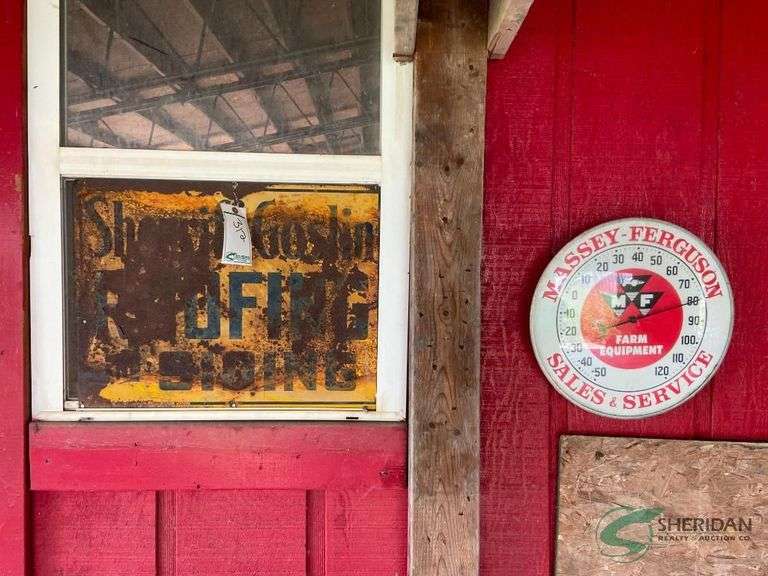 Sheriff Goslin sign and Massey Ferguson thermometer image