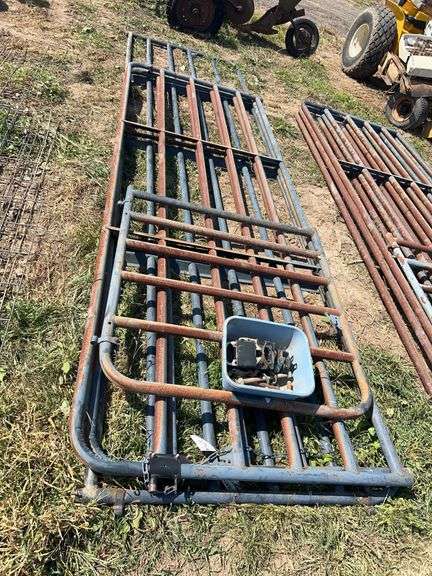 (2) 12' cattle gate, (1) 16' cattle gate, (1) 4' cattle gate with latching hardware & post, row:4 image