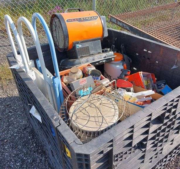 Crate of Nails/Screws, Heaters, Stihl Sprayer, & Misc. Items image