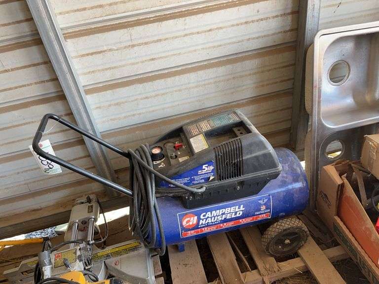 Campbell Hausfield 5 horse power air compressor, bldg:green image