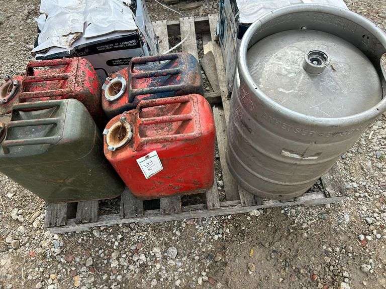 (4) Jerry Gas Cans & (1) Keg image