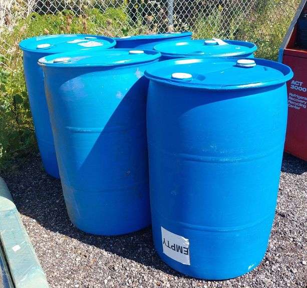 (5) 55 Gallon Plastic Barrels image
