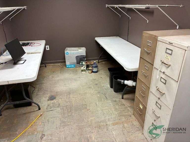 (2) Folding tables and (2) File cabinets image
