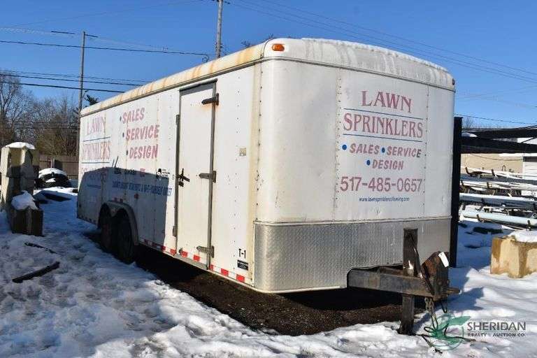 2004 United Enclosed Trailer with built in shelving 22ft image