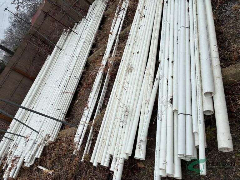 Numerous new sticks of PVC pipe assorted sizes image