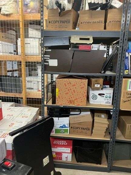 Box of Stamps, Fujitsu Fi-6130v Scanner, Metal Storage Cube, Desk Riser, Box of Keyboards, Metal & Plastic File Organizers, Hole Punch, Hanging Folders, Binders, Metal & Plastic Desktop Trays, Binding Supplies, Keyboards, Bluetooth Headsets, Working Condition Unknown