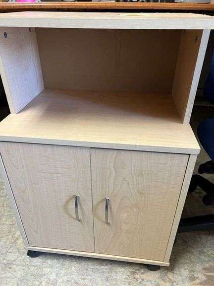 Rolling Cart with Doors & Small Rolling Desk