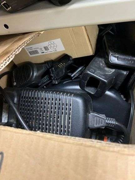 Box of Keyboards, Speakers, Misc. Electronic Items, Apc Battery Backups, Fortinet Phone, Docking Station, Kline Probe Pro Vdv 500-123, Box of Radio Chargers, Box of Misc. Electronics, Mice & Cords, Working Condition Unknown