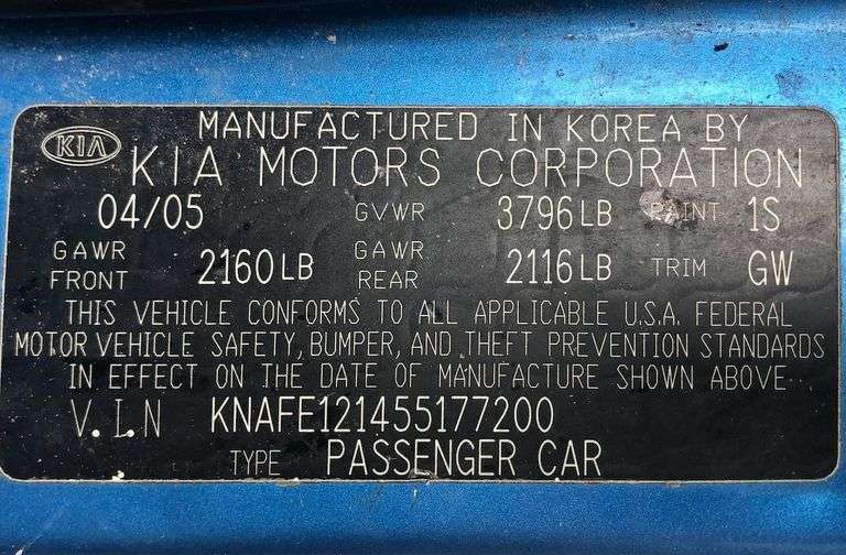 2005 Kia Spectra - arrest, I have the key, starts, runs/drives, a/c works, 182k miles showing, storage lien