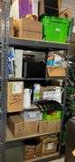 Box of Keyboards, Box of Misc. Cables, 2 20” Monitors, Cord & Stands, Metal & Plastic Desk Trays, Misc. Toner Cartridges, 2 Coffee Pots, Box of Cables For Computers, Briefcase W/Lock, Box of Misc. Office Supplies, Frame For Filing Cabinet, Screen Protectors, Working Condition Unknown