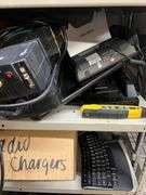 Box of Keyboards, Speakers, Misc. Electronic Items, Apc Battery Backups, Fortinet Phone, Docking Station, Kline Probe Pro Vdv 500-123, Box of Radio Chargers, Box of Misc. Electronics, Mice & Cords, Working Condition Unknown