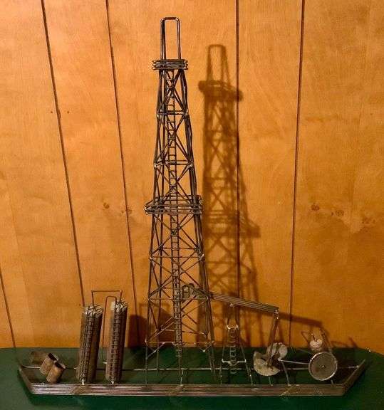 Metal Oil Derrick Sculpture