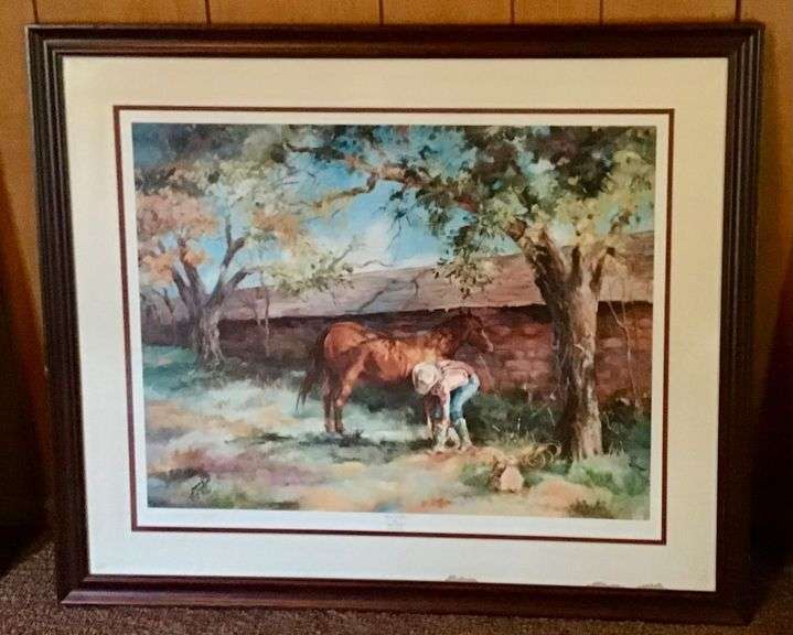 Framed Limited Edition Signed Art Print - Jane Joplin - "Fixin A Flat"