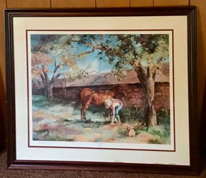 Framed Limited Edition Signed Art Print - Jane Joplin - "Fixin A Flat"