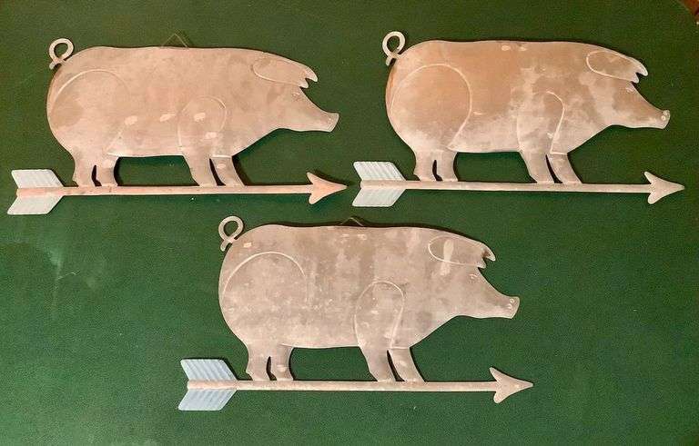 3 Tin Pig Signs