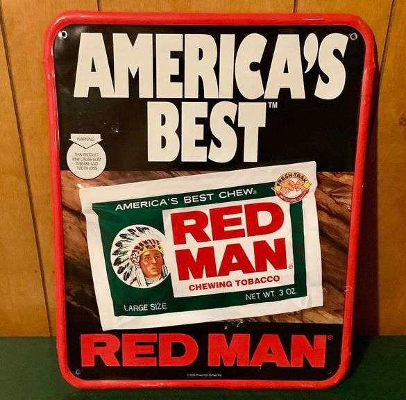 Red Man Tobacco Tin Sign