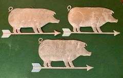 3 Tin Pig Signs