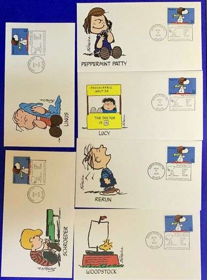 6 First Day Issue Peanuts Envelopes