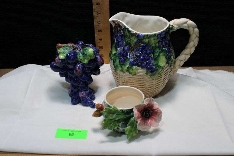 Hand Painted Italian Pottery Small chips  on Flower Bowl image