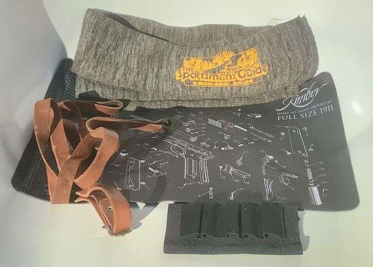 Gun Sock, Cartridge Carrier, Leather Strap and Cleaning Mat image