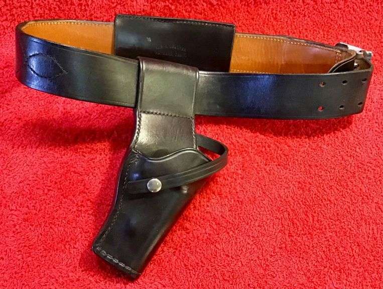 Black Leather Gun Belt, Cartridge Carrier and Holster image
