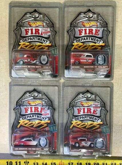 4 Hot Wheels Fire Department Cars image